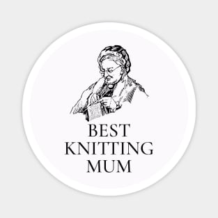 THE BEST KNITTING CRAFTS MUM LINE ART SIMPLE VECTOR STYLE, MOTHER OLD TIMES Magnet